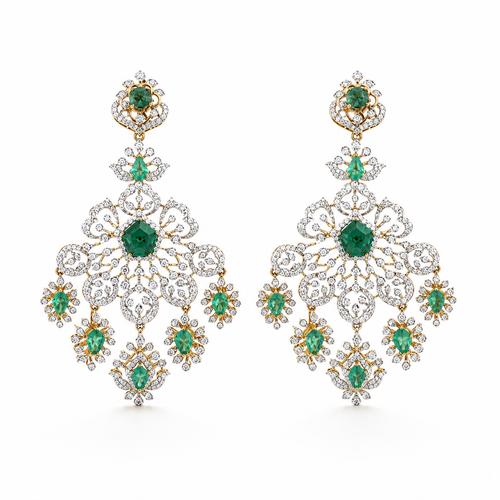 Ratnavali 18KT Gold Diamond Dangle Earrings