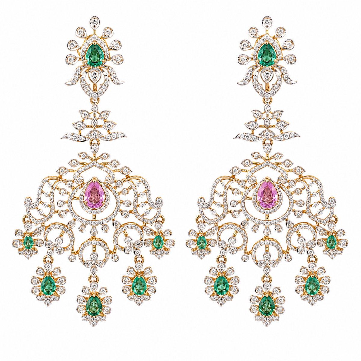 Riwaayat 18KT Gold Diamond Dangle Earrings
