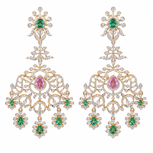 Riwaayat 18KT Gold Diamond Dangle Earrings
