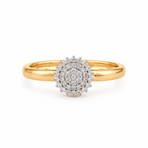 Round Cluster 14KT Gold Diamond Ring