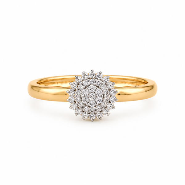 Round Cluster 14KT Gold Diamond Ring
