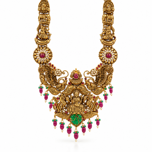 Royal Charulata 22KT Gold Temple Necklace