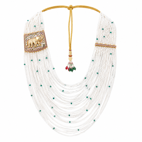 Semi Precious Side Broach Necklace