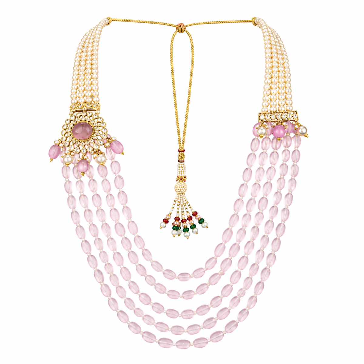 Semi Precious Side Broach Necklace