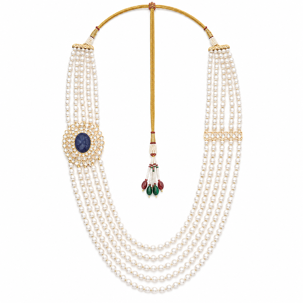 Semi Precious Side Broach Necklace