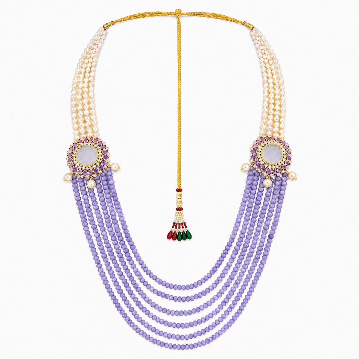 Semi Precious Side Broach Necklace