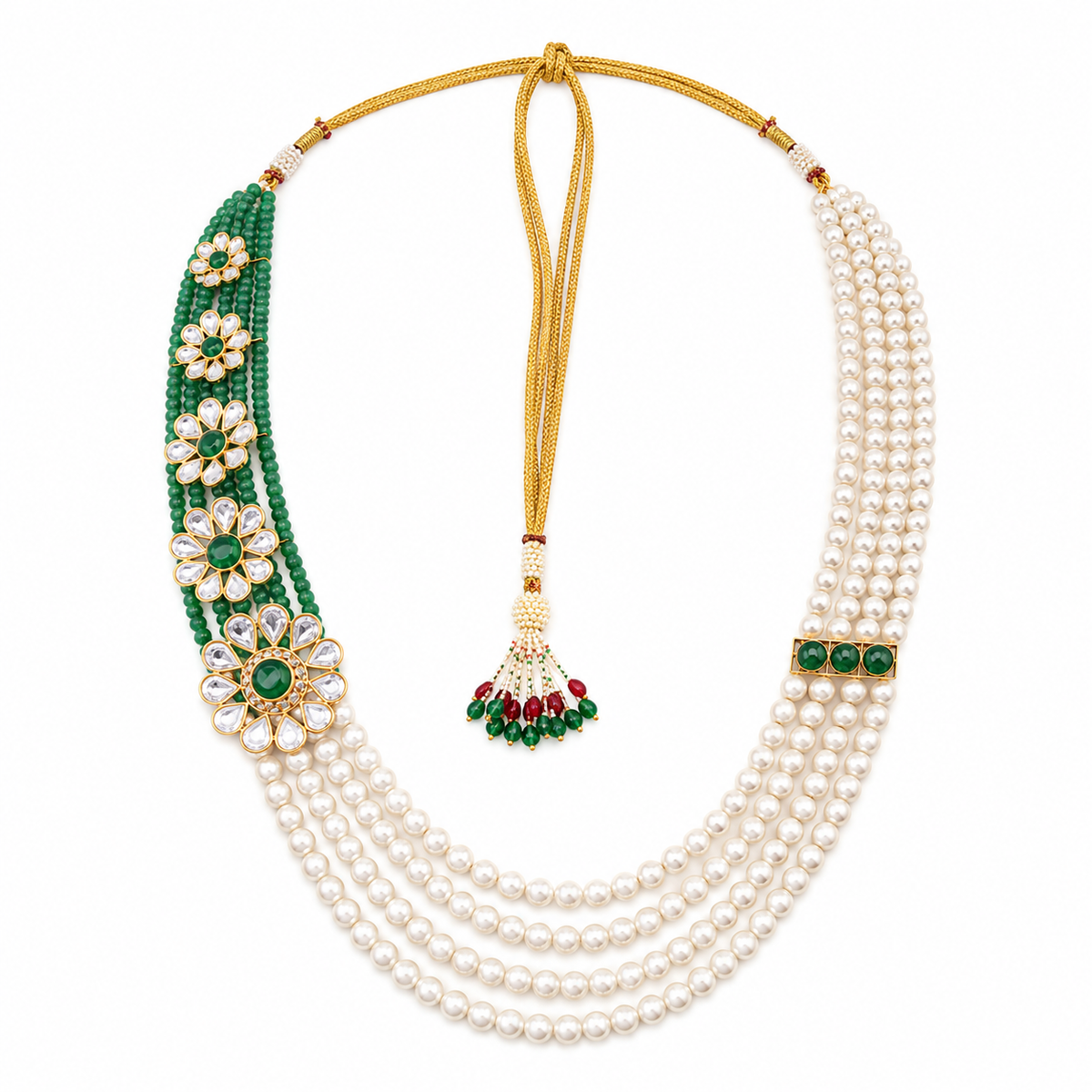 Semi Precious Side Broach Necklace