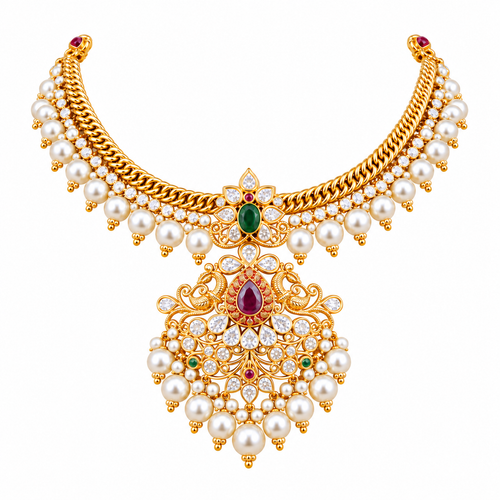 Aaradhya 22KT Gold Antique Short Necklace