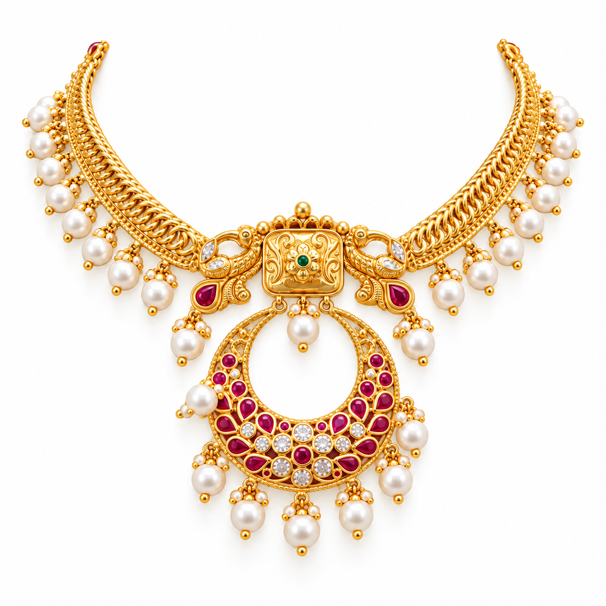 Saanvi 22KT Gold Antique Necklace