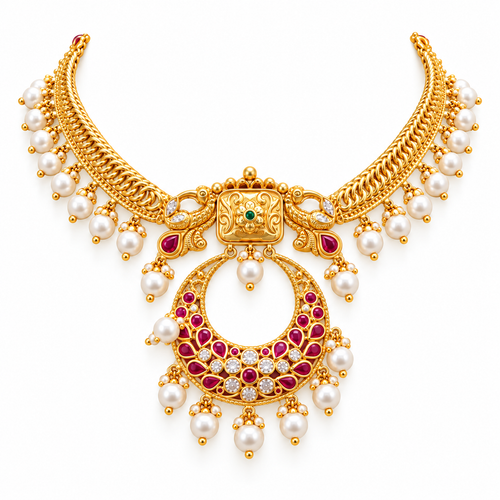 Saanvi 22KT Gold Antique Necklace