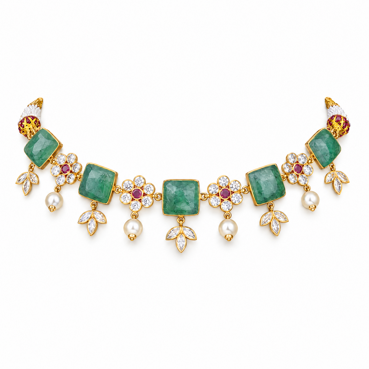 Emerald Floral 22KT Gold Choker