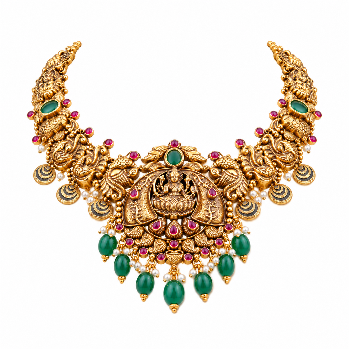 Bhavitha 22KT Gold Temple Necklace