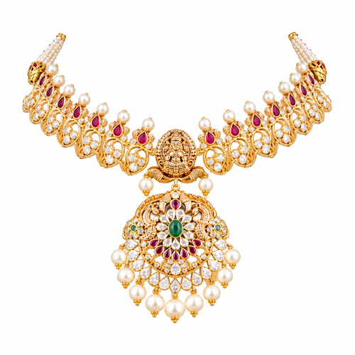 Jahnavi 22KT Gold Temple Short Necklace