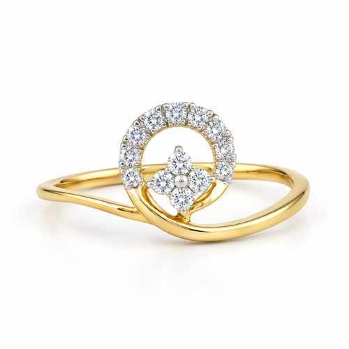 Scallop Twist 14KT Gold Diamond Ring
