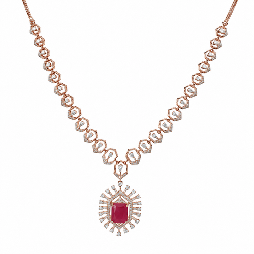 Scarelet Hexa 14KT Gold Diamond Necklace