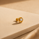 Sculpted 18KT Gold Diamond Nose Pin