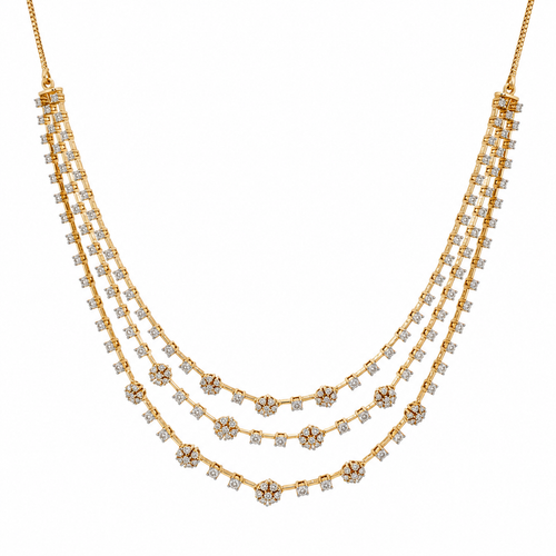 Serene Tri Layer 14KT Gold Diamond Necklace