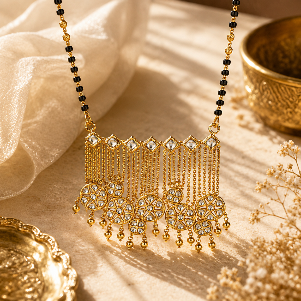 Shahi 22KT Gold Kundan Mangalsutra