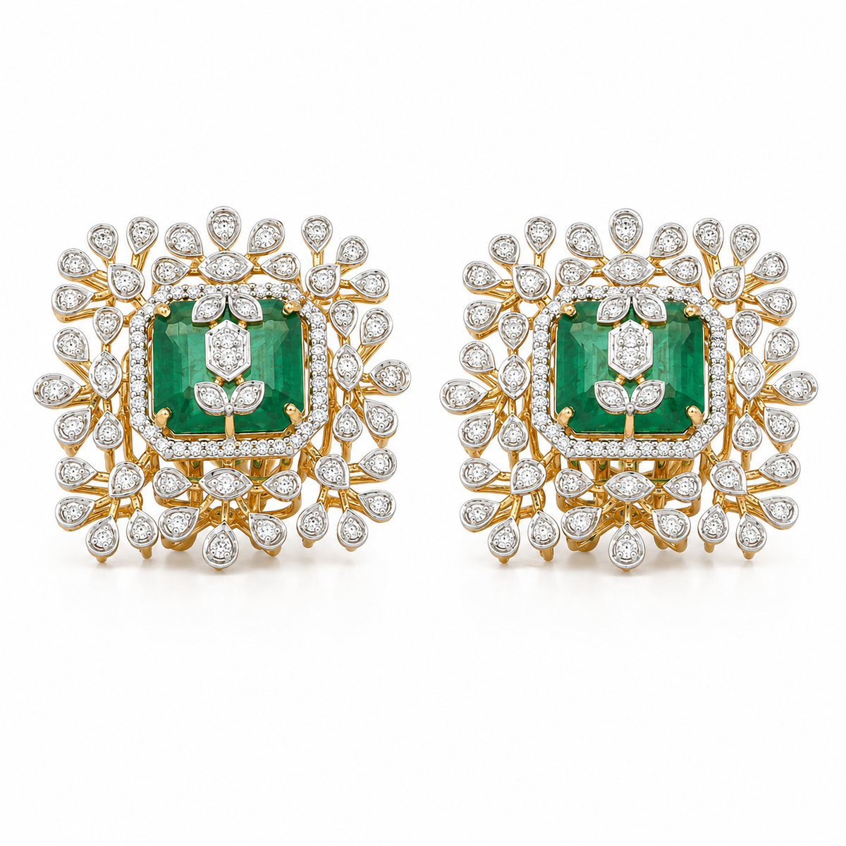 Shehzadi 18KT Gold Diamond Stud Earrings