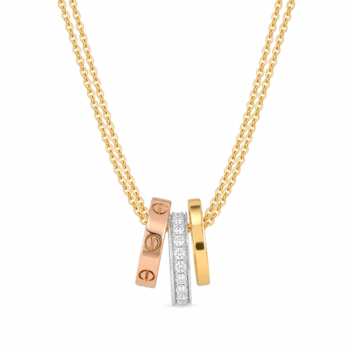 Shiny Hoop 18KT Gold Diamond Necklace