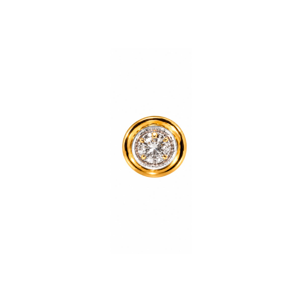 Single 14KT Gold Diamond Stud Earrings
