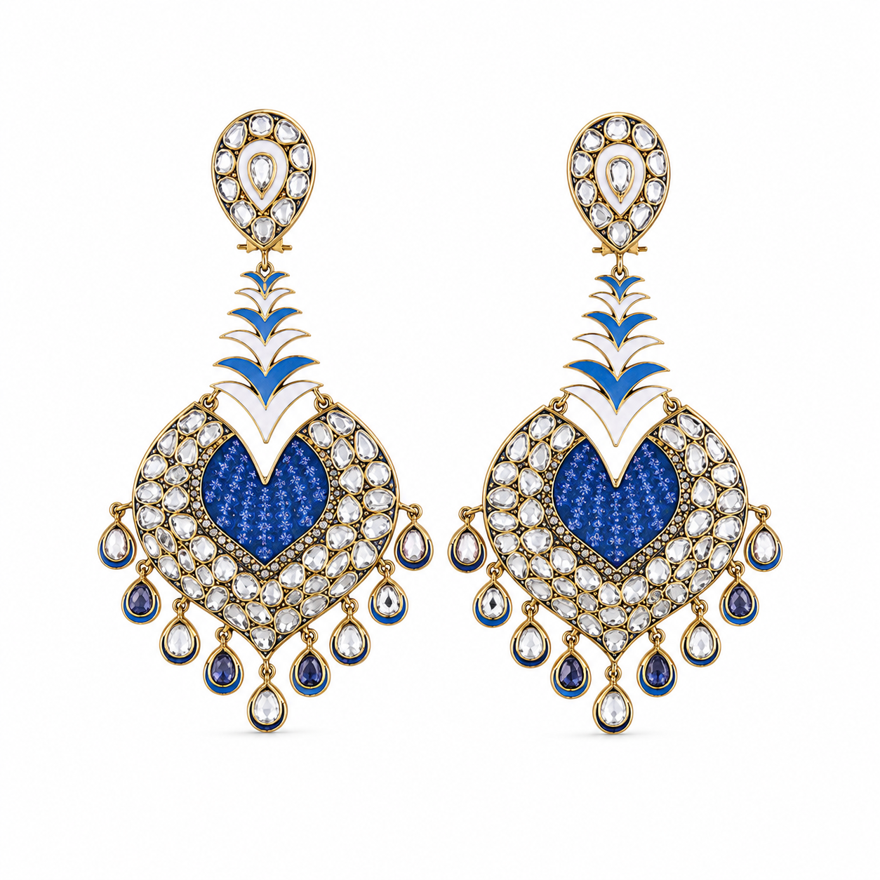 Sky Polki 14KT Gold Diamond Dangle Earrings