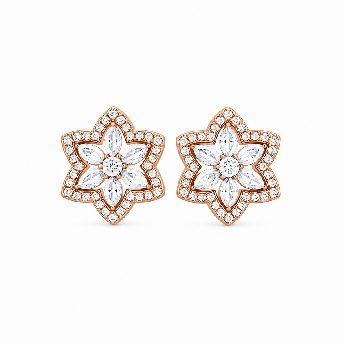 Snappy Bloom 18KT Gold Diamond Stud Earrings
