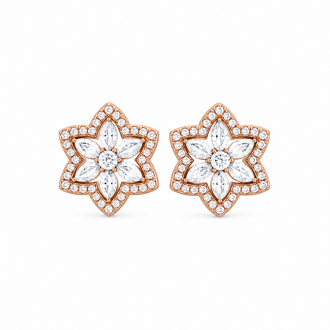 Snappy Bloom 18KT Gold Diamond Stud Earrings