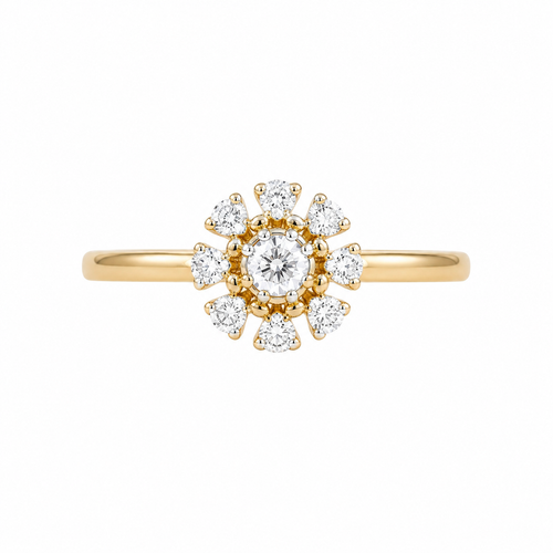 Solara Halo 14KT Gold Lab Grown Diamond Ring