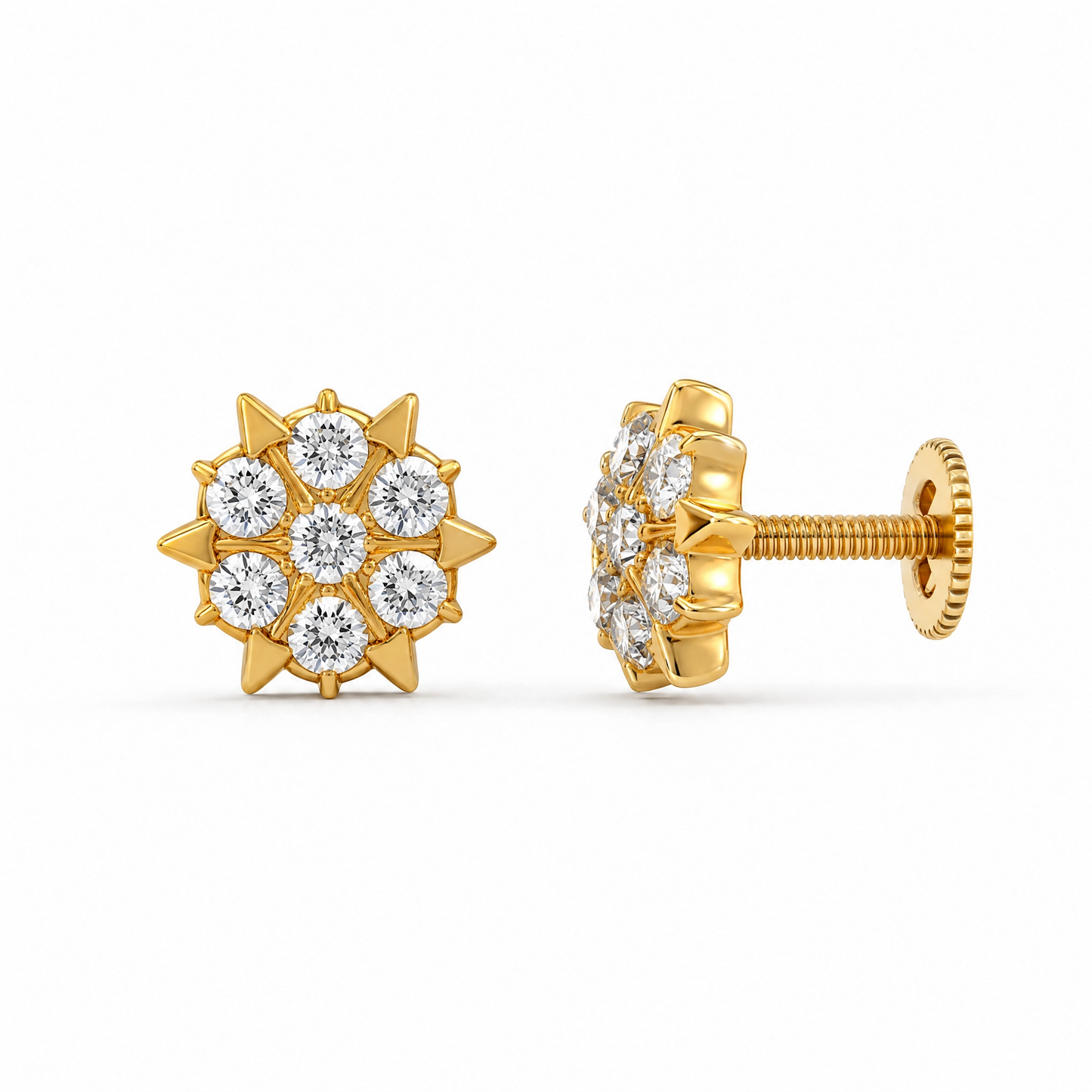 Spark Arrow 22KT Gold Diamond Stud Earrings