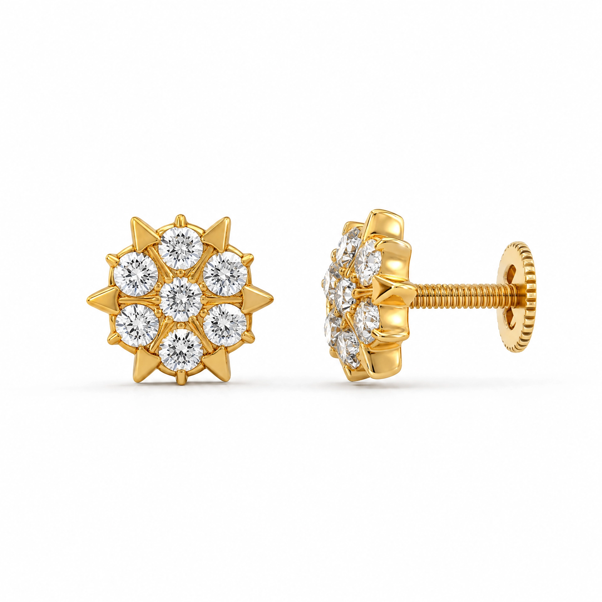 Spark Arrow 22KT Gold Diamond Stud Earrings