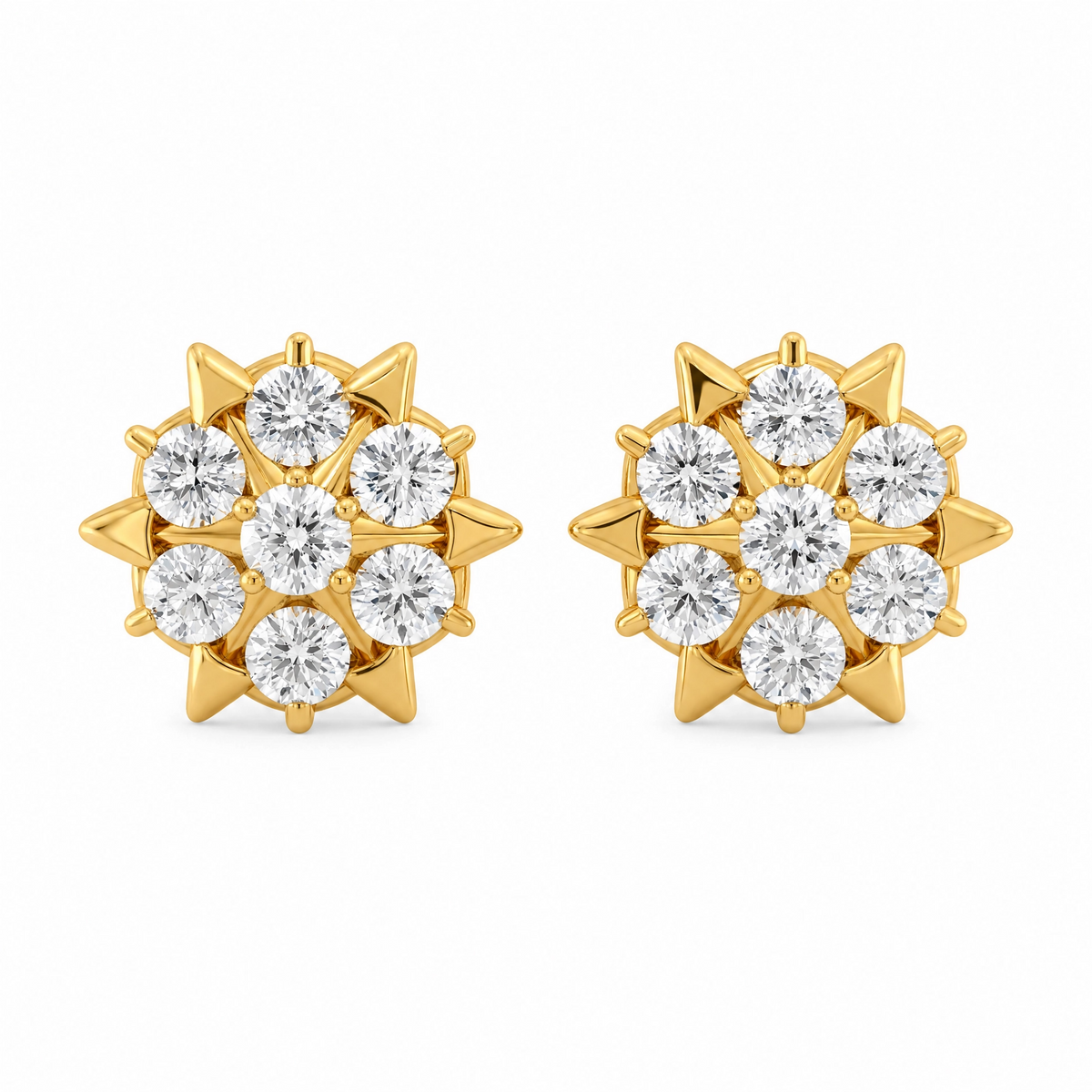 Spark Arrow 22KT Gold Diamond Stud Earrings