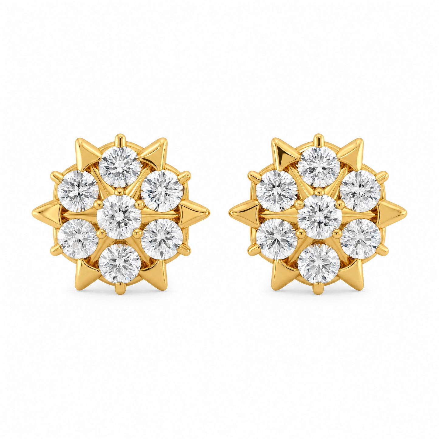 Spark Arrow 22KT Gold Diamond Stud Earrings