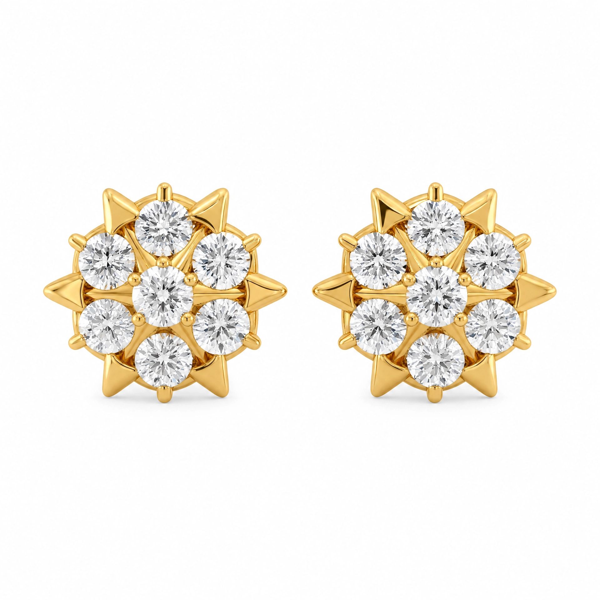 Spark Arrow 22KT Gold Diamond Stud Earrings