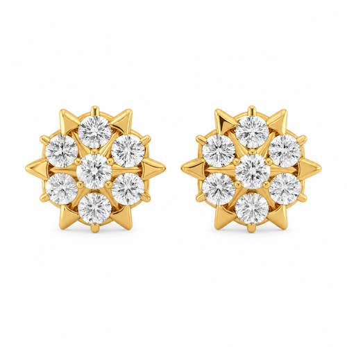Spark Arrow 22KT Gold Diamond Stud Earrings