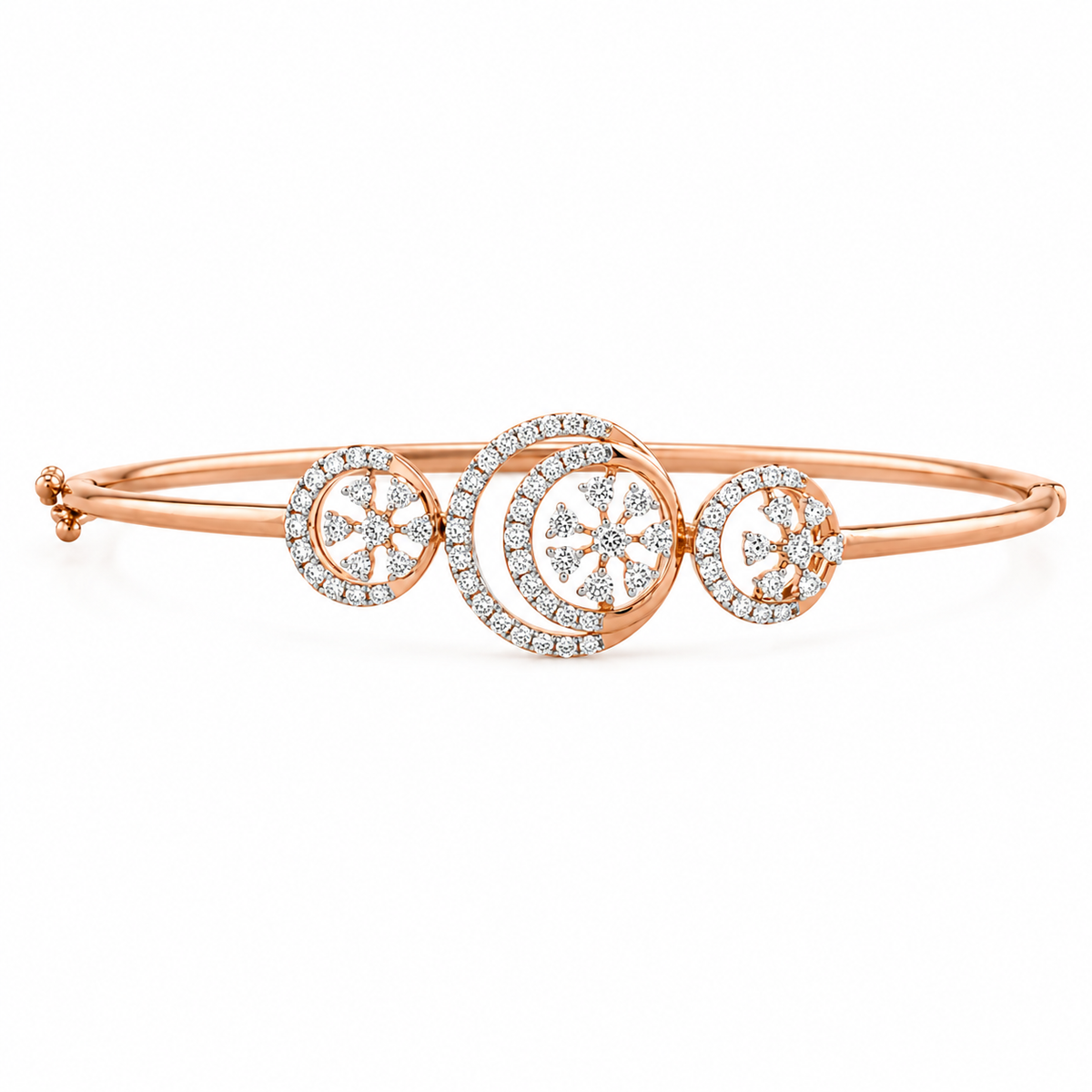 Sparking Circles 18KT Gold Diamond Kada