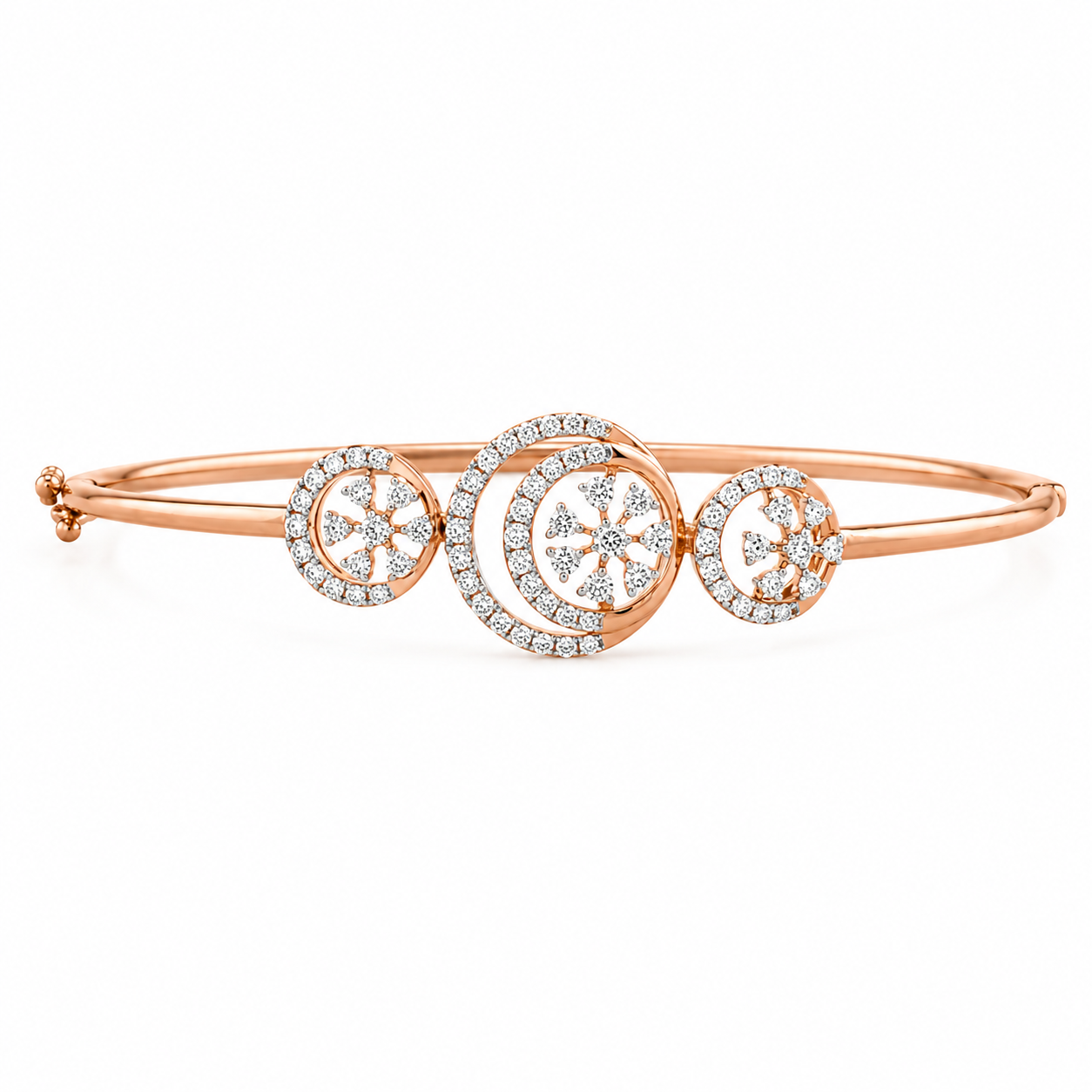 Sparking Circles 18KT Gold Diamond Kada