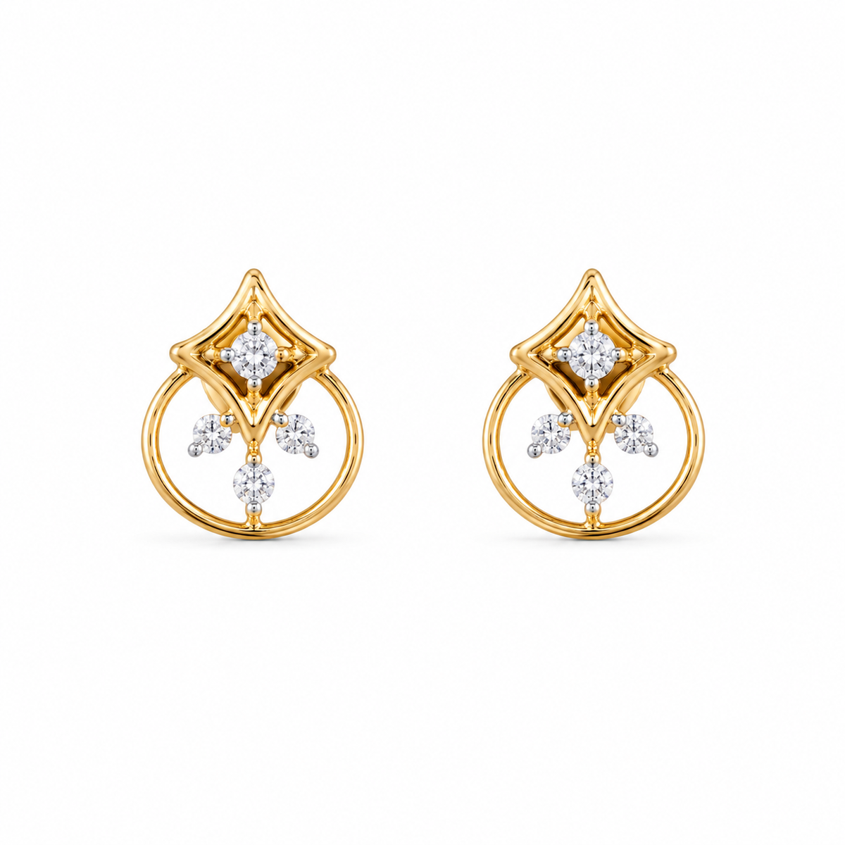 Sparkle Reign 14KT Gold Diamond Stud Earrings