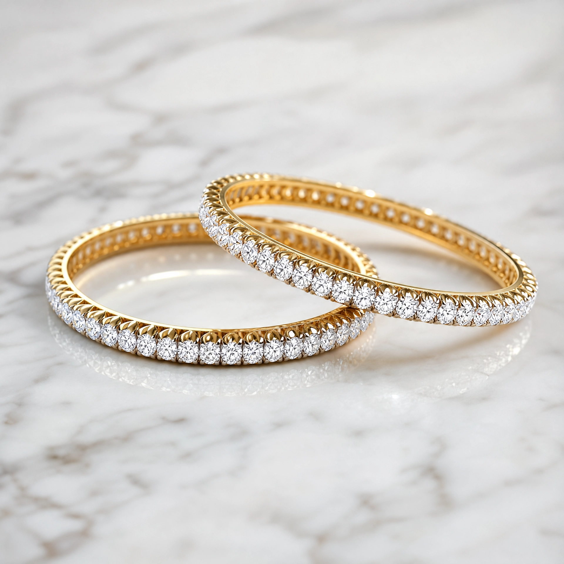 Sparkline 18KT Gold Diamond Bangles