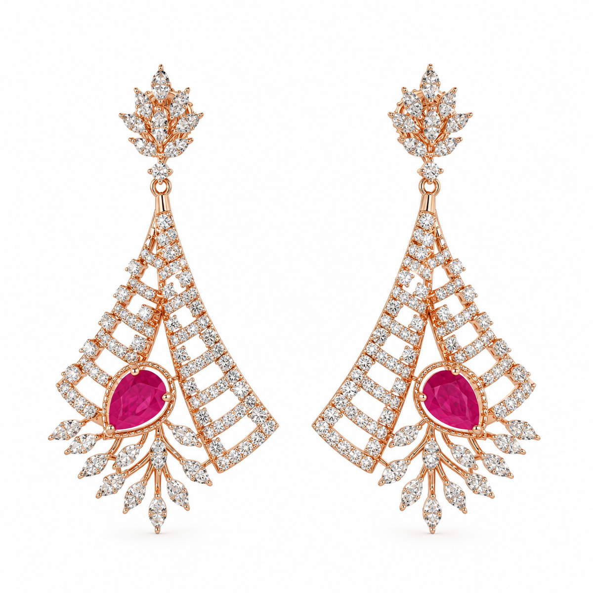 Sparkling Rays 14KT Gold Diamond Drop Earrings
