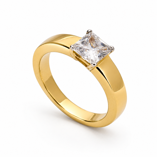 Square Solitaire 18KT Gold Ring