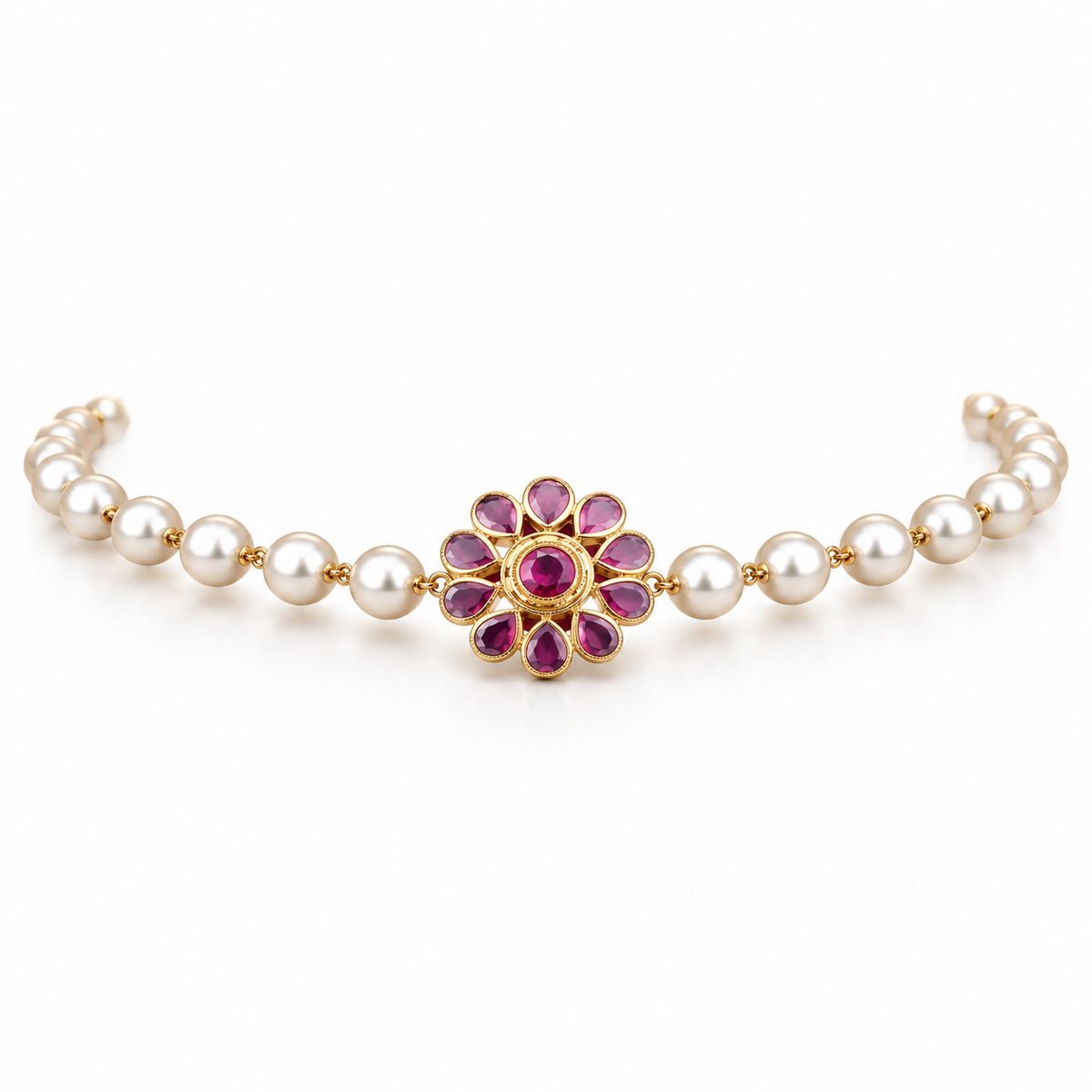Starflower Purple 22KT Gold Pearl Choker