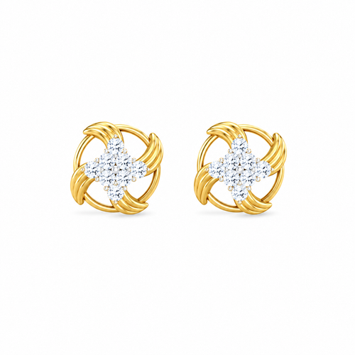 Stylish Bloog 18KT Gold Diamond Stud Earrings