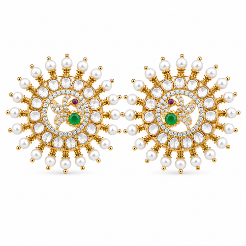 Sunburst 22KT Gold Diamond Stud Earrings