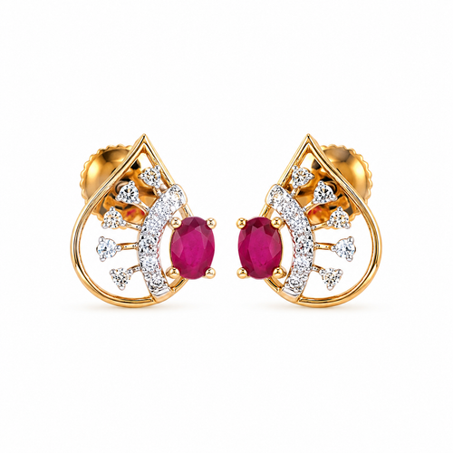 Swanfall 14KT Gold Diamond Stud Earrings