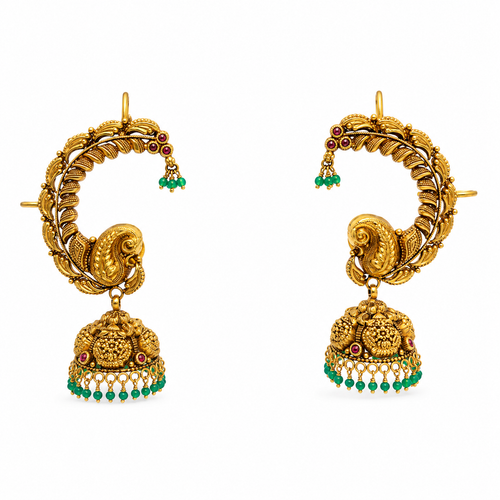 Swarna Mayura 22KT Gold Jhumka Earrings