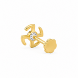 Swastik 18KT Gold Diamond Nose Pin