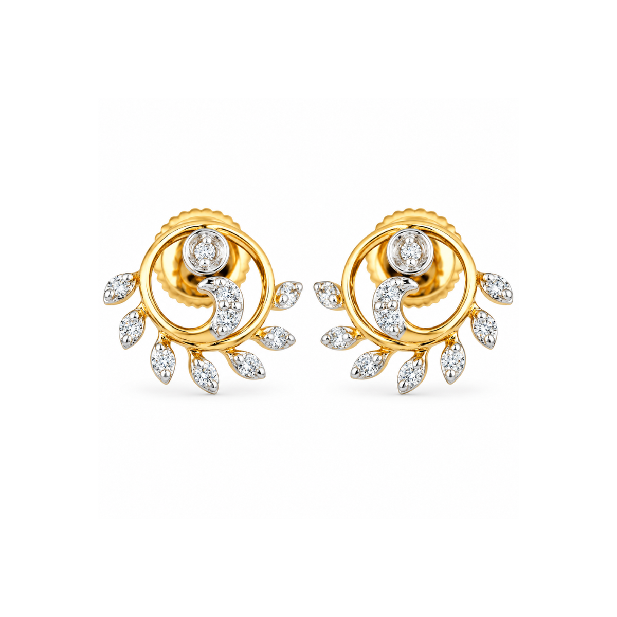 Swirling Drip 14KT Gold Diamond Stud Earrings