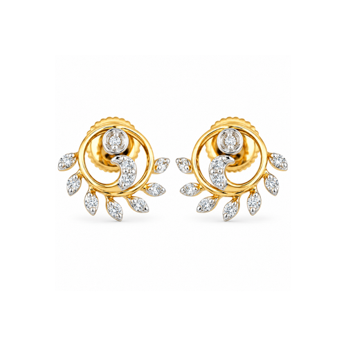 Swirling Drip 14KT Gold Diamond Stud Earrings