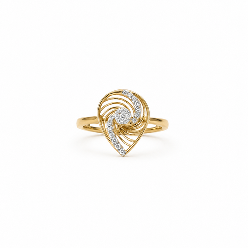Swirly Pear 14KT Gold Diamond Ring